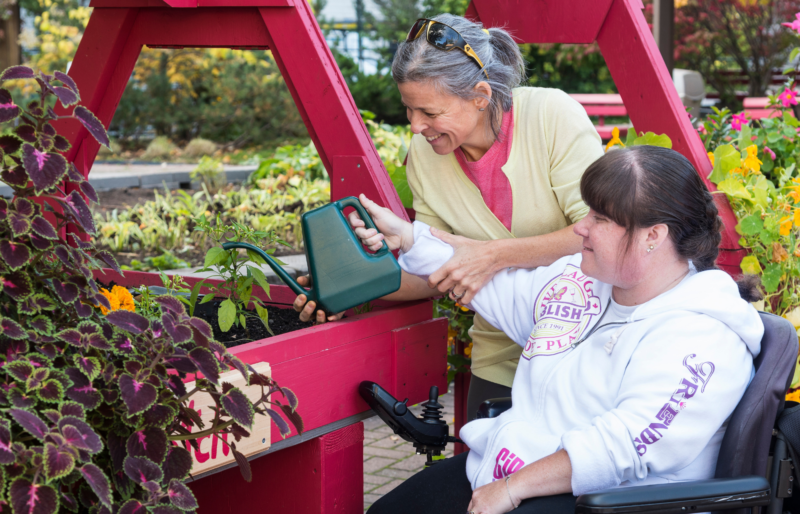 Saint-Vincent Hospital, patient working in garden