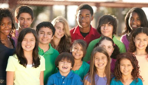 Smiling group of diverse children